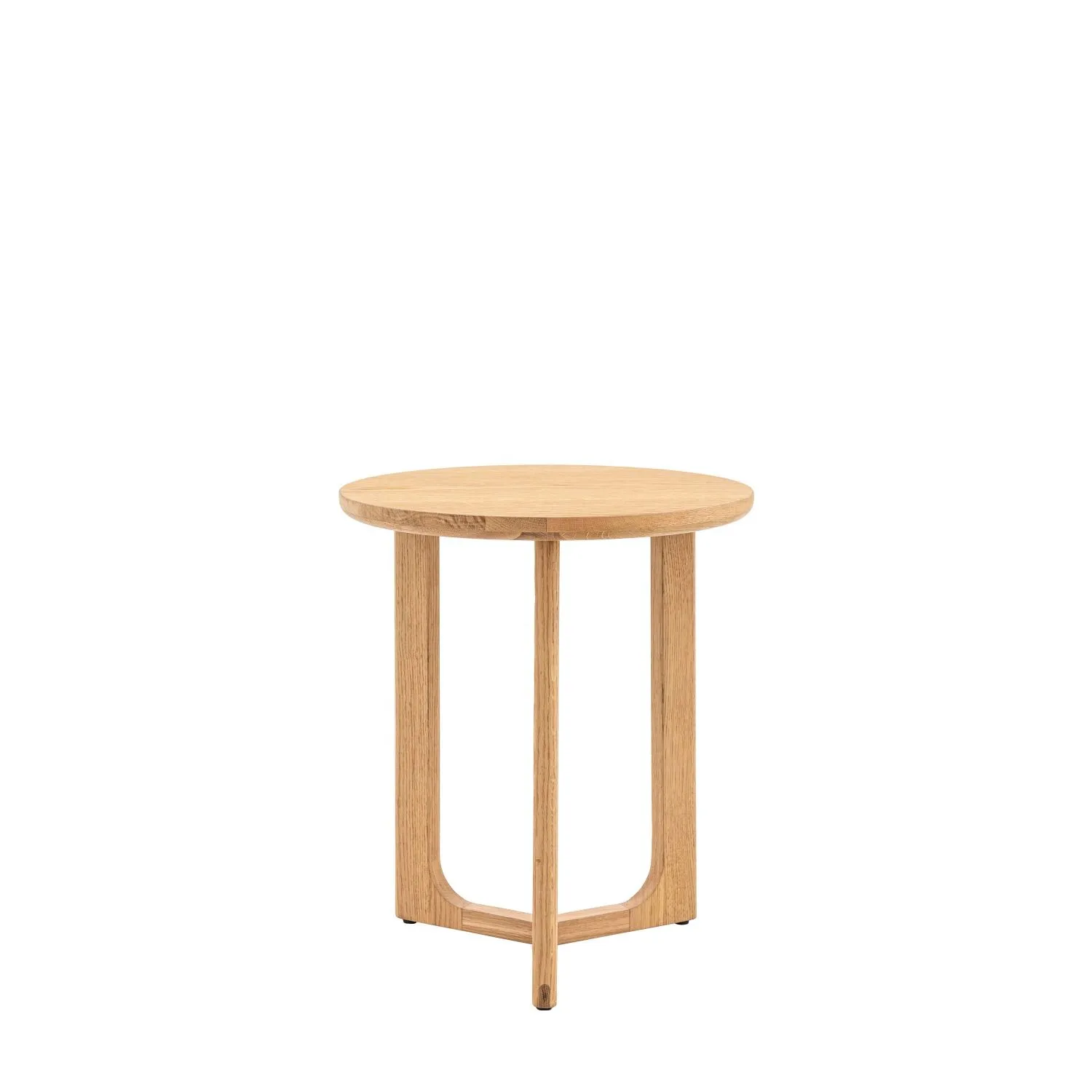 Small 50cm Round Natural Oak Side Lamp Table