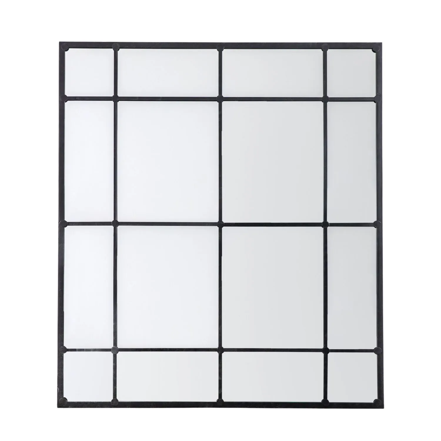 Large Black Metal Window Wall Mirror 130 x 150cm