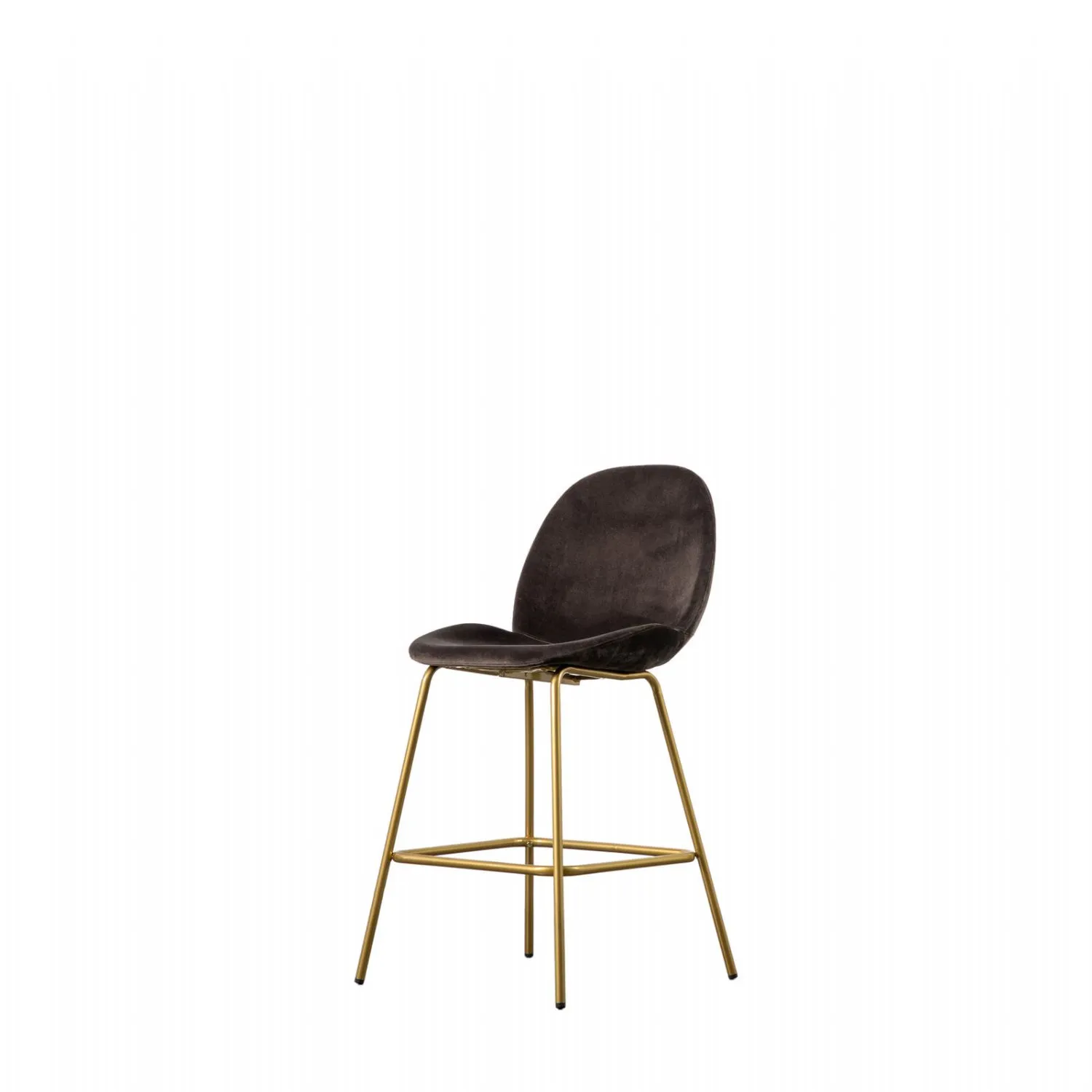 Brown Velvet Bar Stool Gold Metal Legs