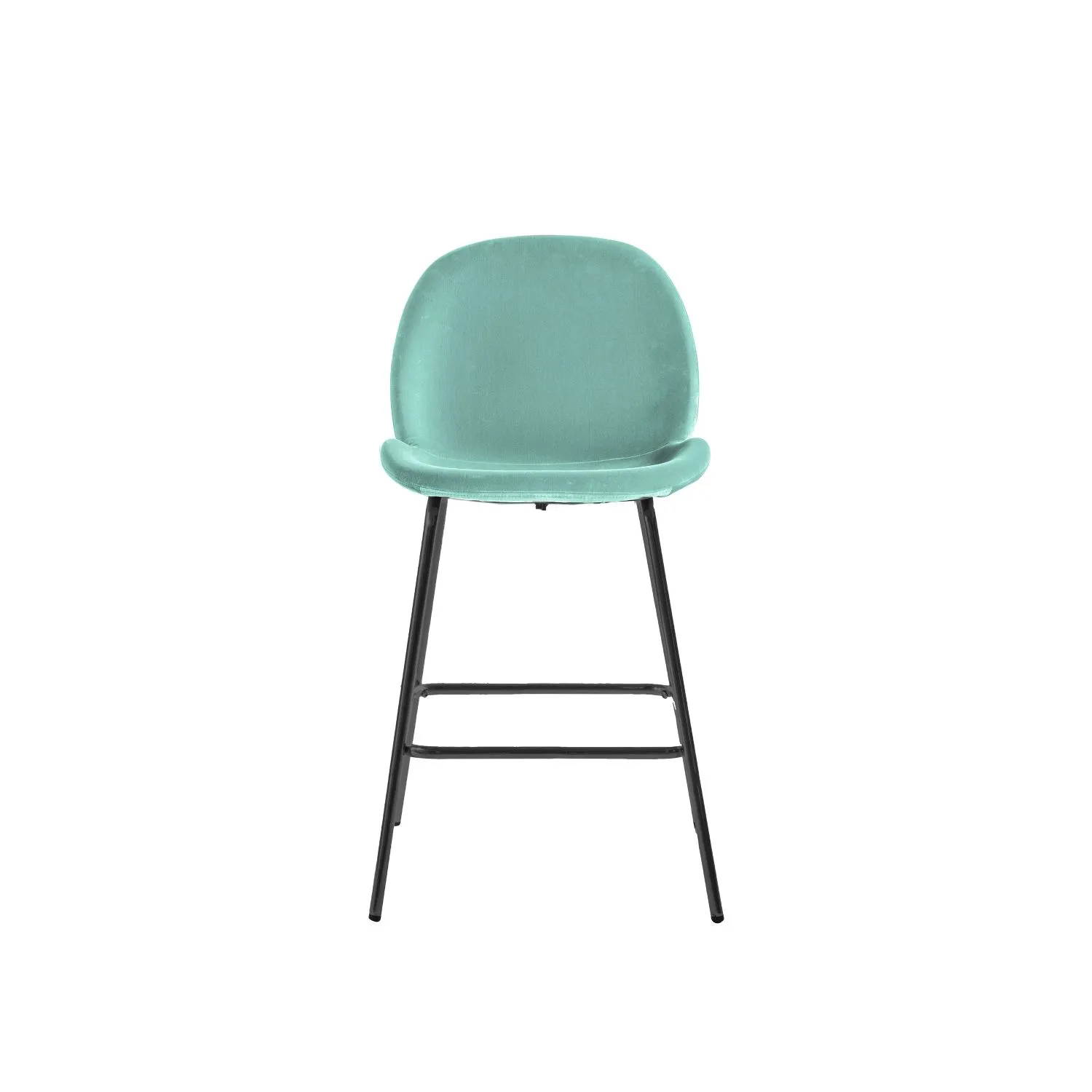 Mint Green Velvet Bar Stool Black Metal Legs