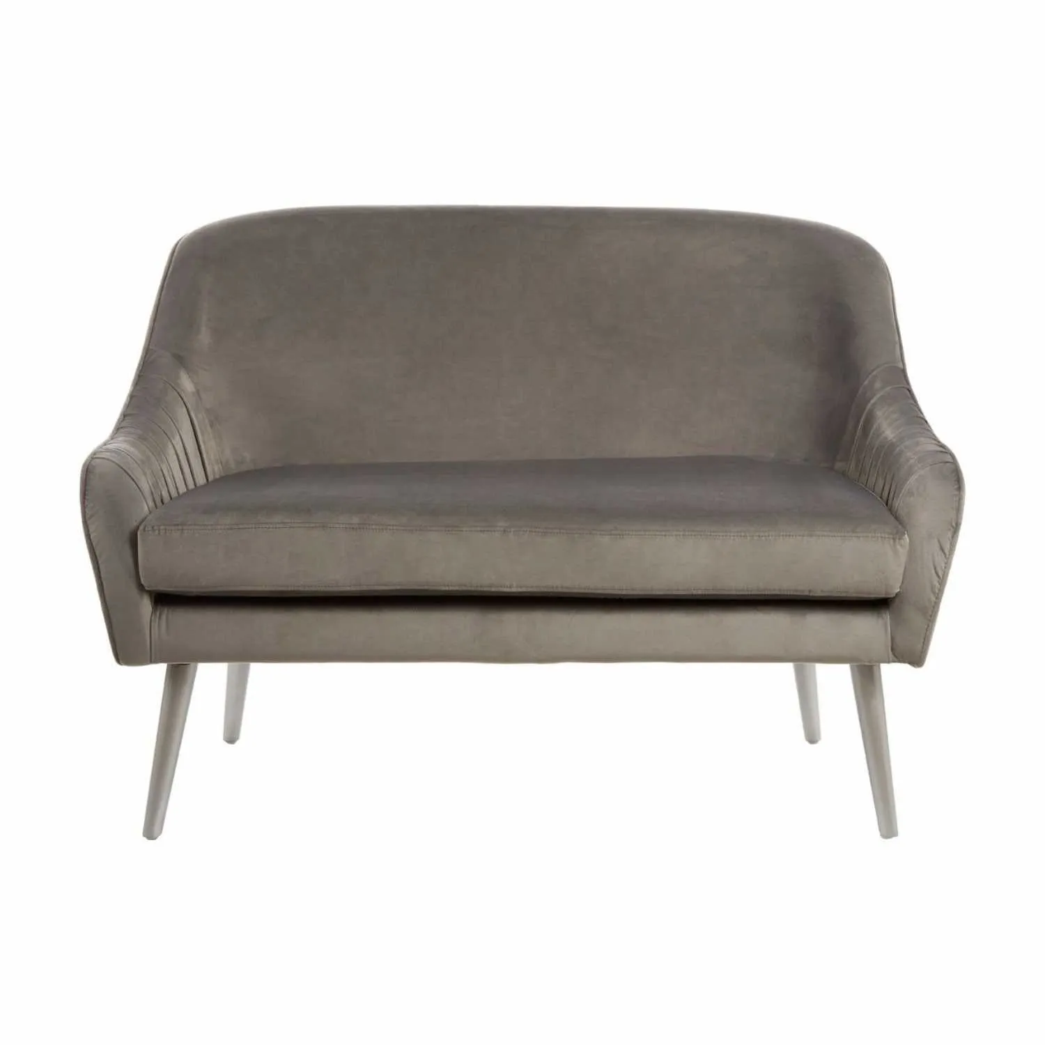 Luxe Designed Large Grey Velvet Sofa With Wooden Tapered Legs