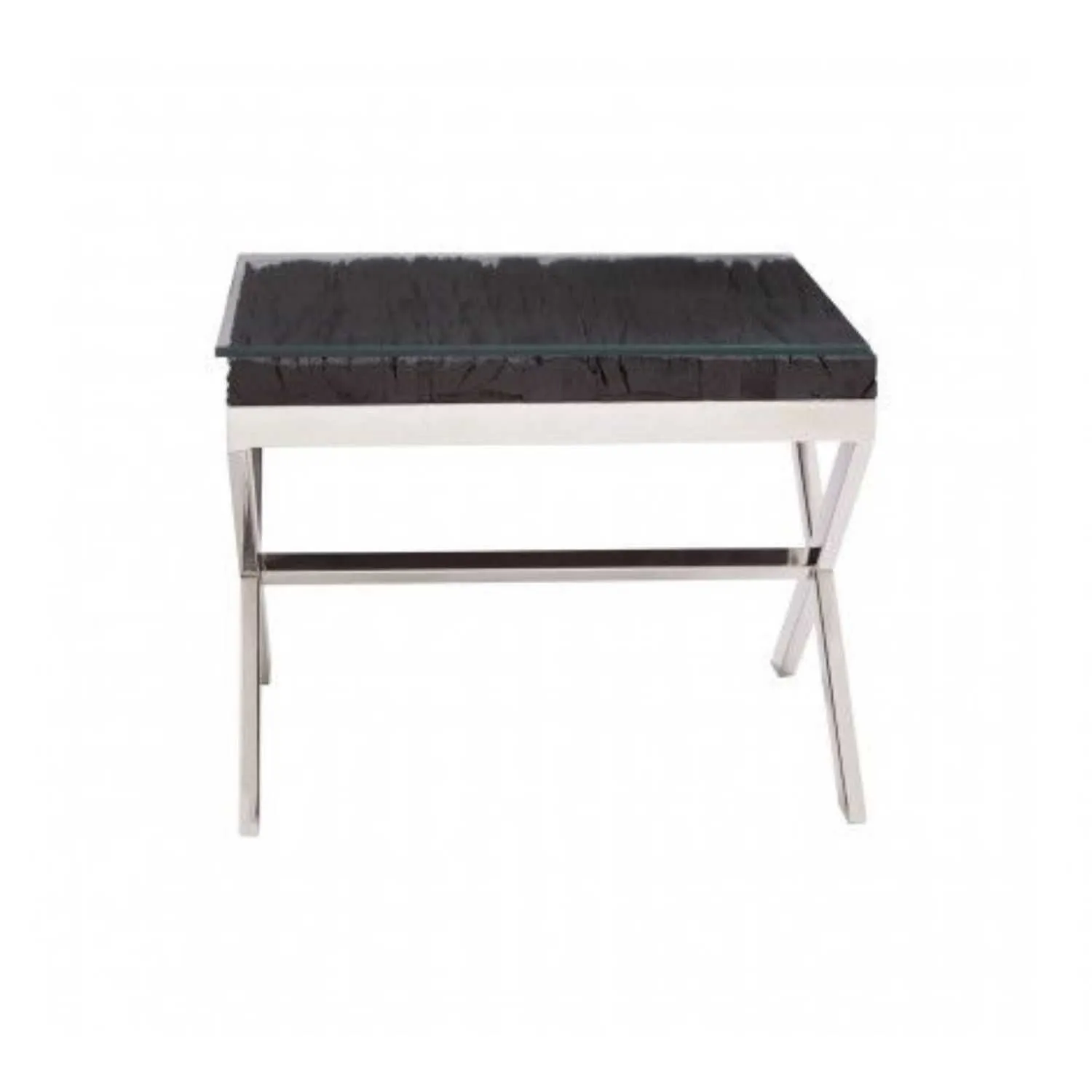 Kerela End Table Black and Glass Steel Legs