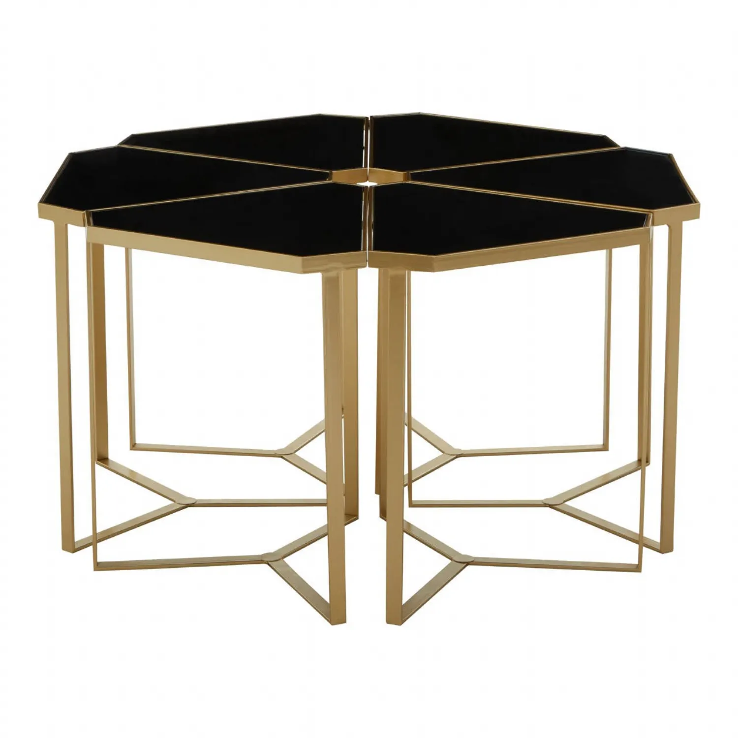 Jodie Six Piece Black Top And Gold Frame Table Set