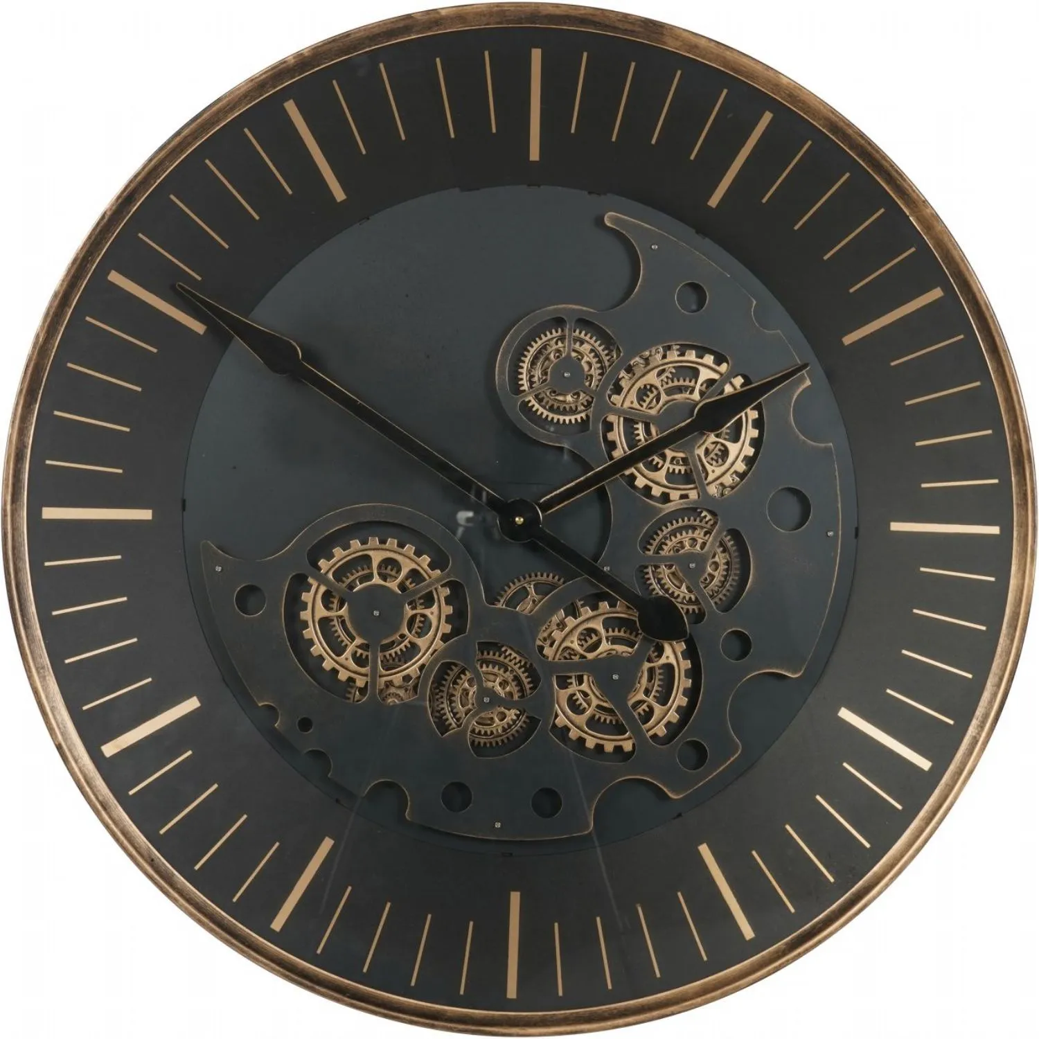 Industrial Black Metal Round Moving Dials Wall Clock 80cm