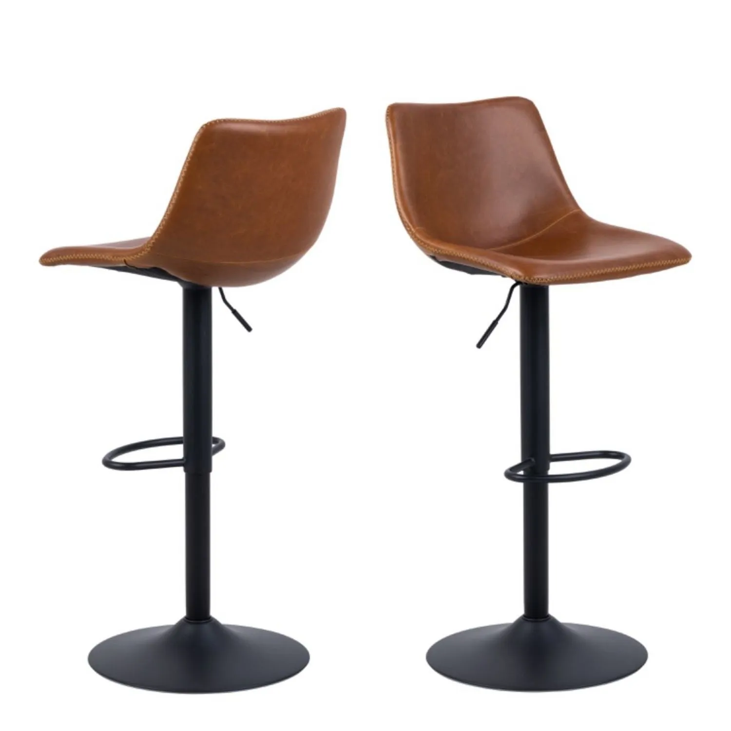 Set of 2 Oregon Modern Swivel Bar Stools in Brown