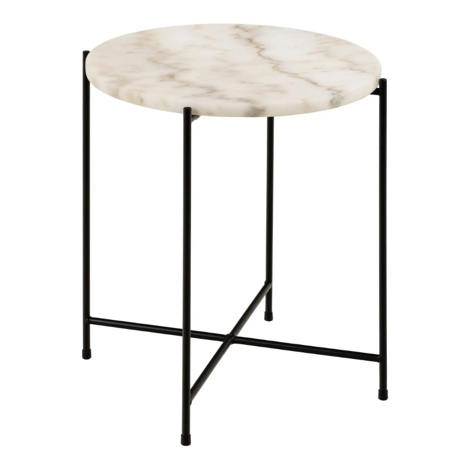 Avila Side Table With White Marble Effect Dia42x45 cm