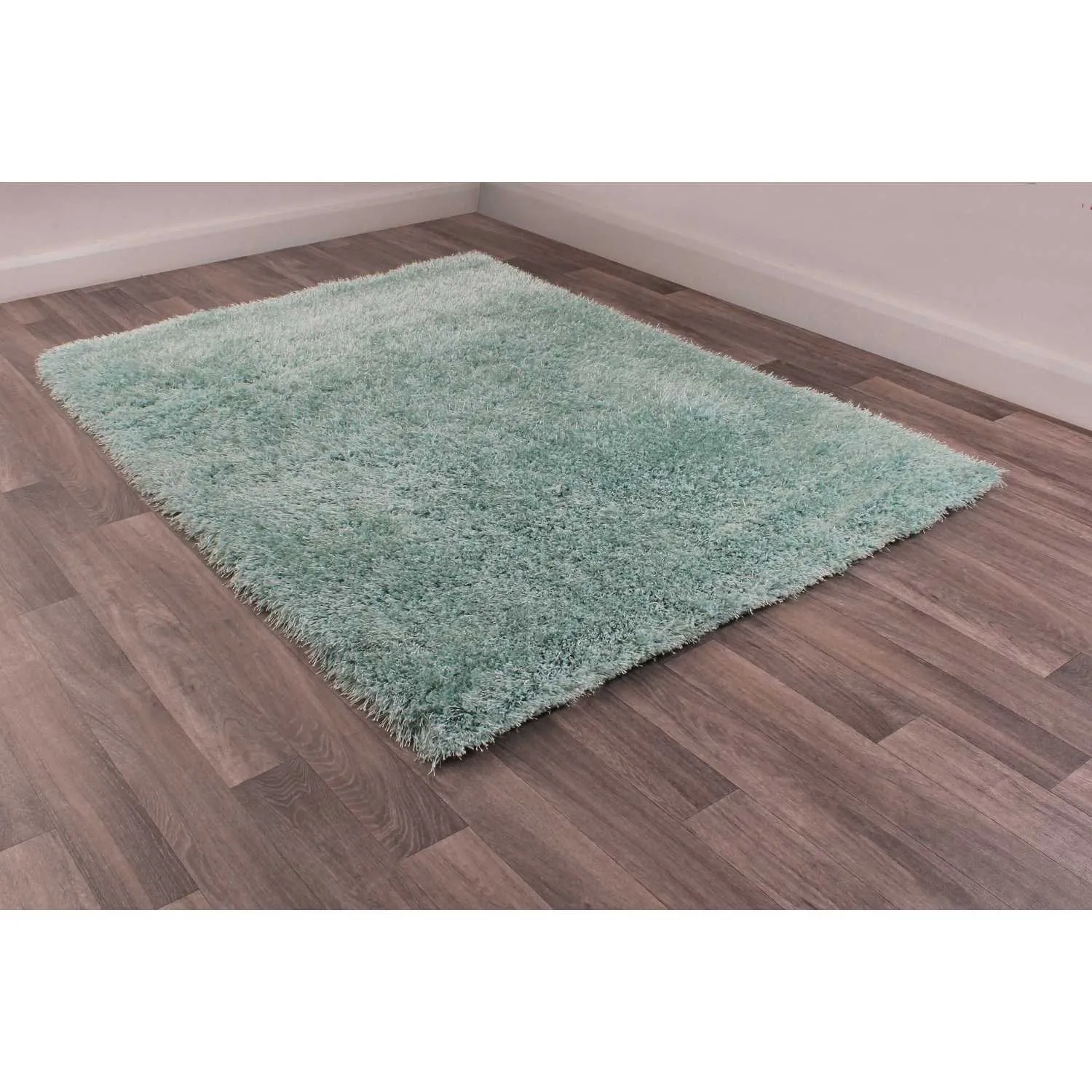 Boston Plain Duckegg Polyester Shaggy Rug 180 X 270