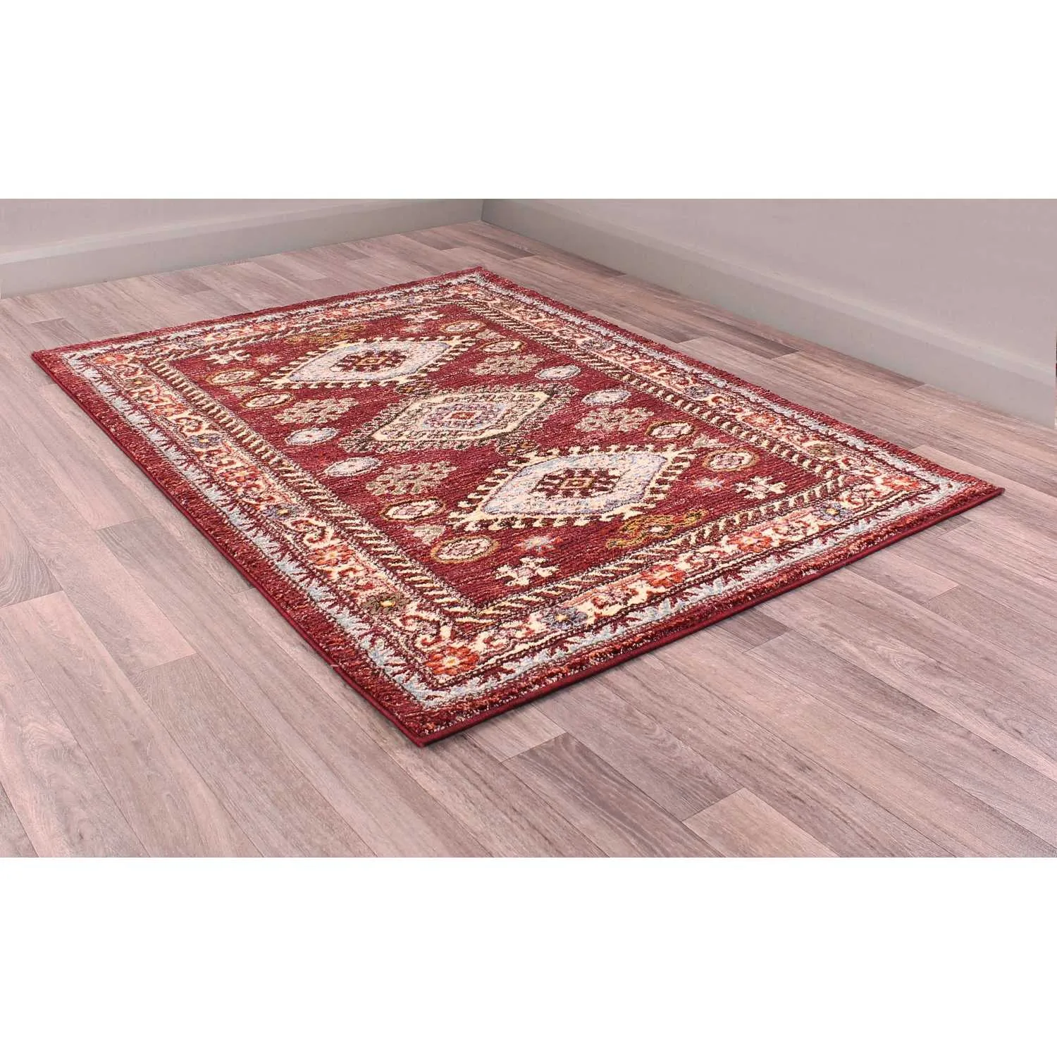 Cashmere 5567 Red Multi Colour Traditional Polyester Rectangular Floral Rug 160X225cm