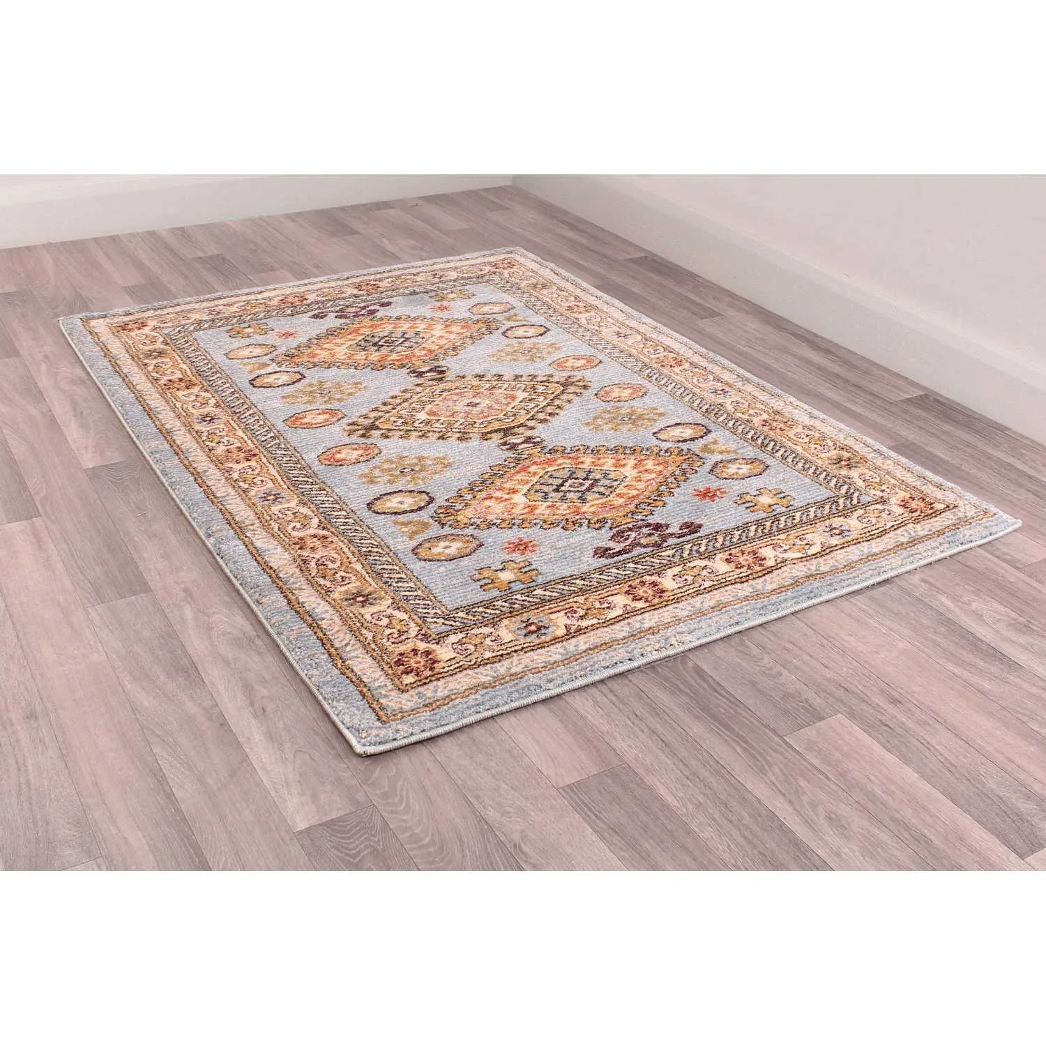 Cashmere Blue And Multi Colour Traditional Polyester Fabric Floral Floor Rug 200 X 290cm