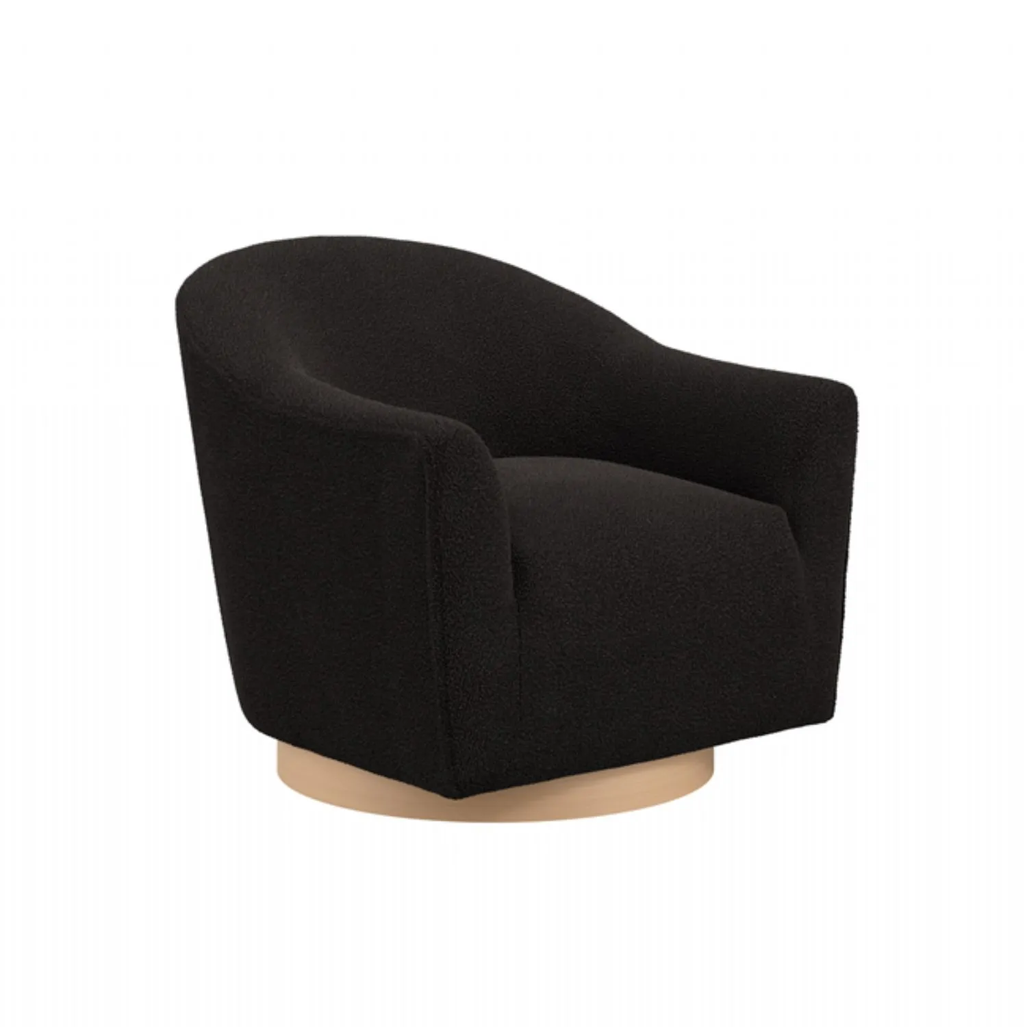 Black Fabric Club Accent Swivel Chair