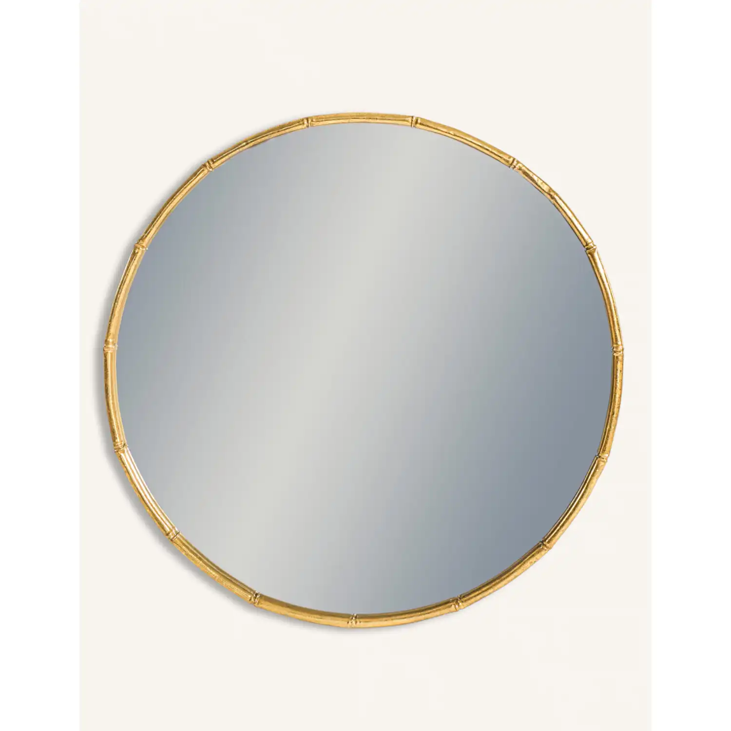 Antique Gold Round Metal Bamboo Wall Mirror