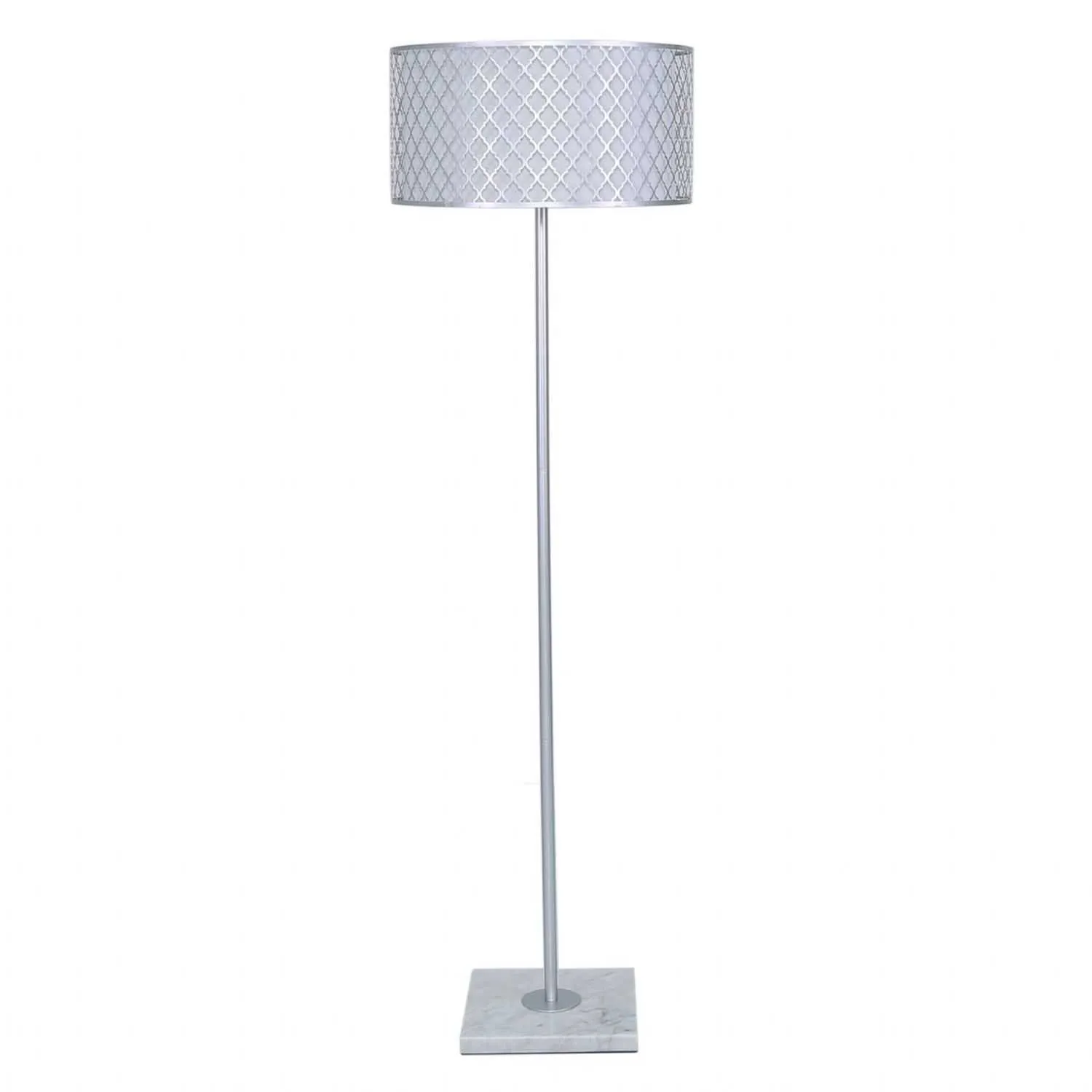 Silver Metal And Marble Floor Lamp With Marrakech Mesh Shade