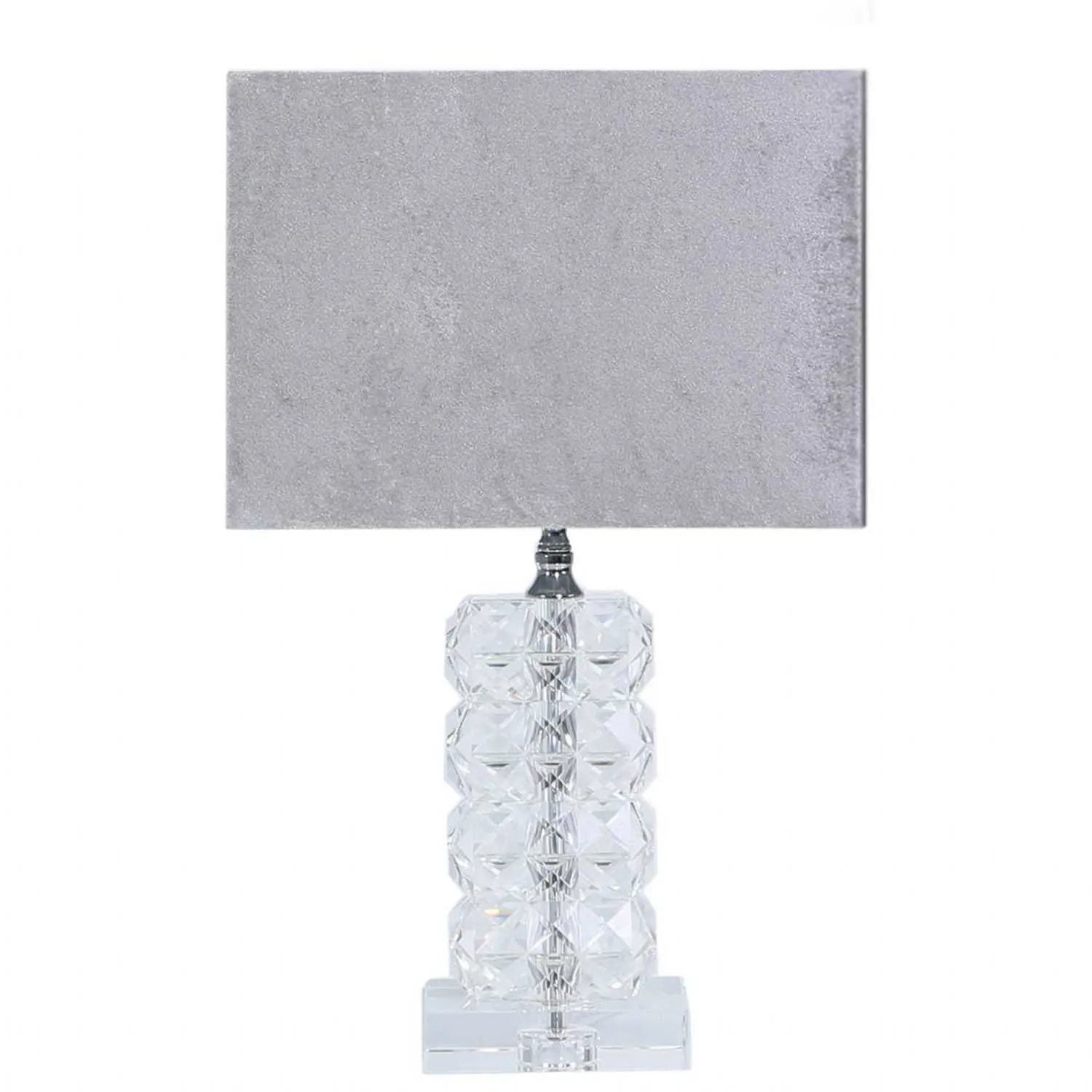 Small 34.5cm Rectangle Crystal Table Lamp with Grey Shade