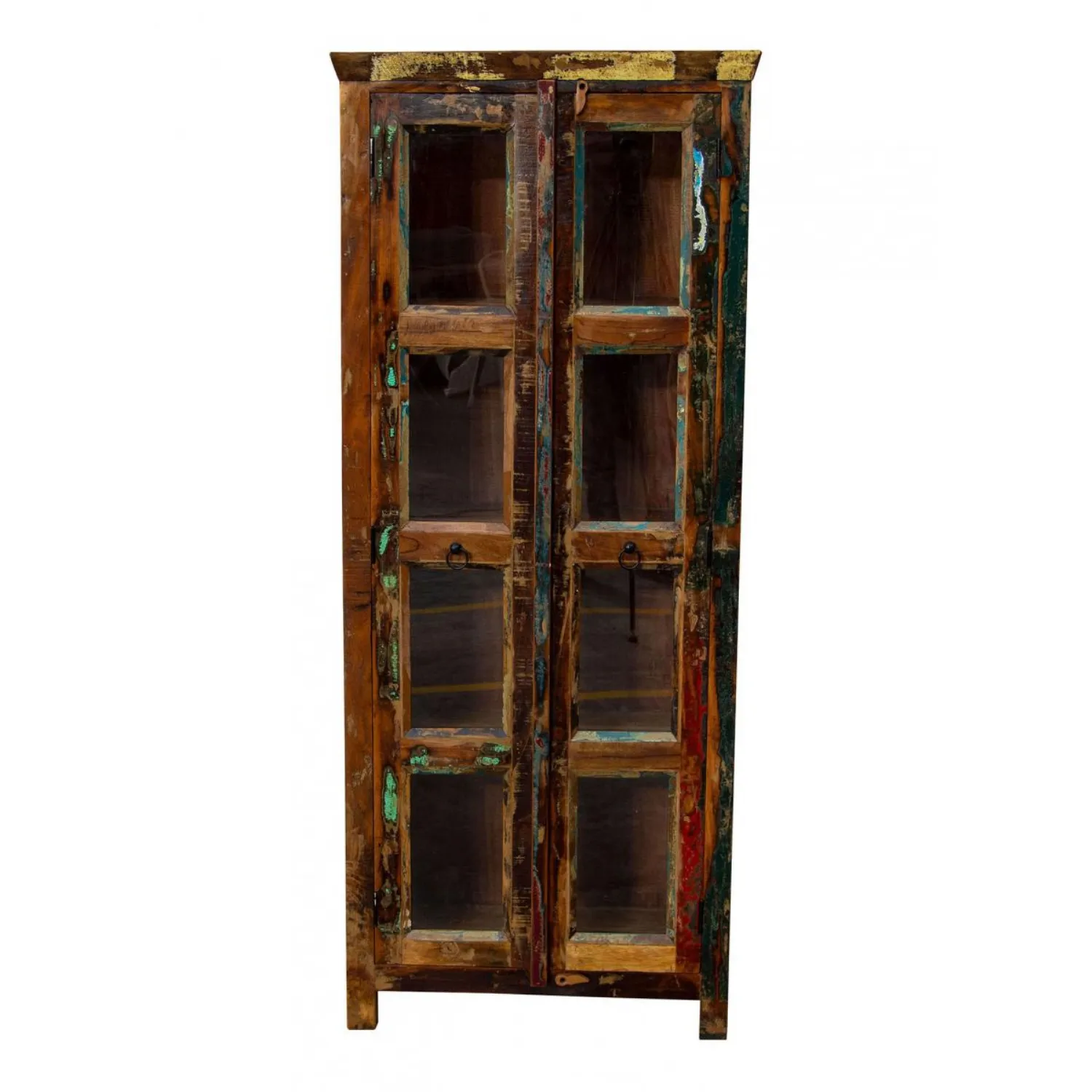 Reclaimed Wood 2 Door Bookcase with Glass Panels