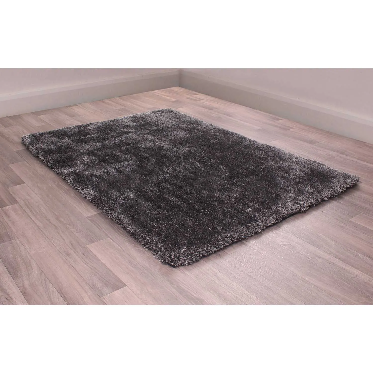 Indigo Plain Grey Modern Style Polyester Shaggy Rug 160 x 230