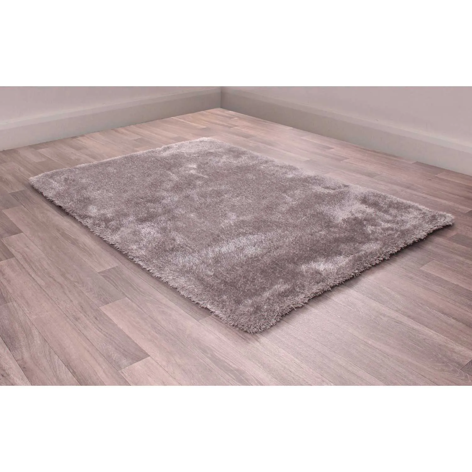 Indigo Mixed Silver Modern Polyester Shaggy Rug Carpet 200 x 290