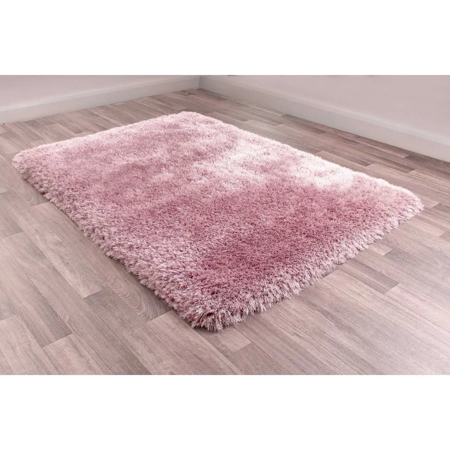 Mayfair Plain Blush Pink Modern Polyester Shaggy Rug 160 x 230cm