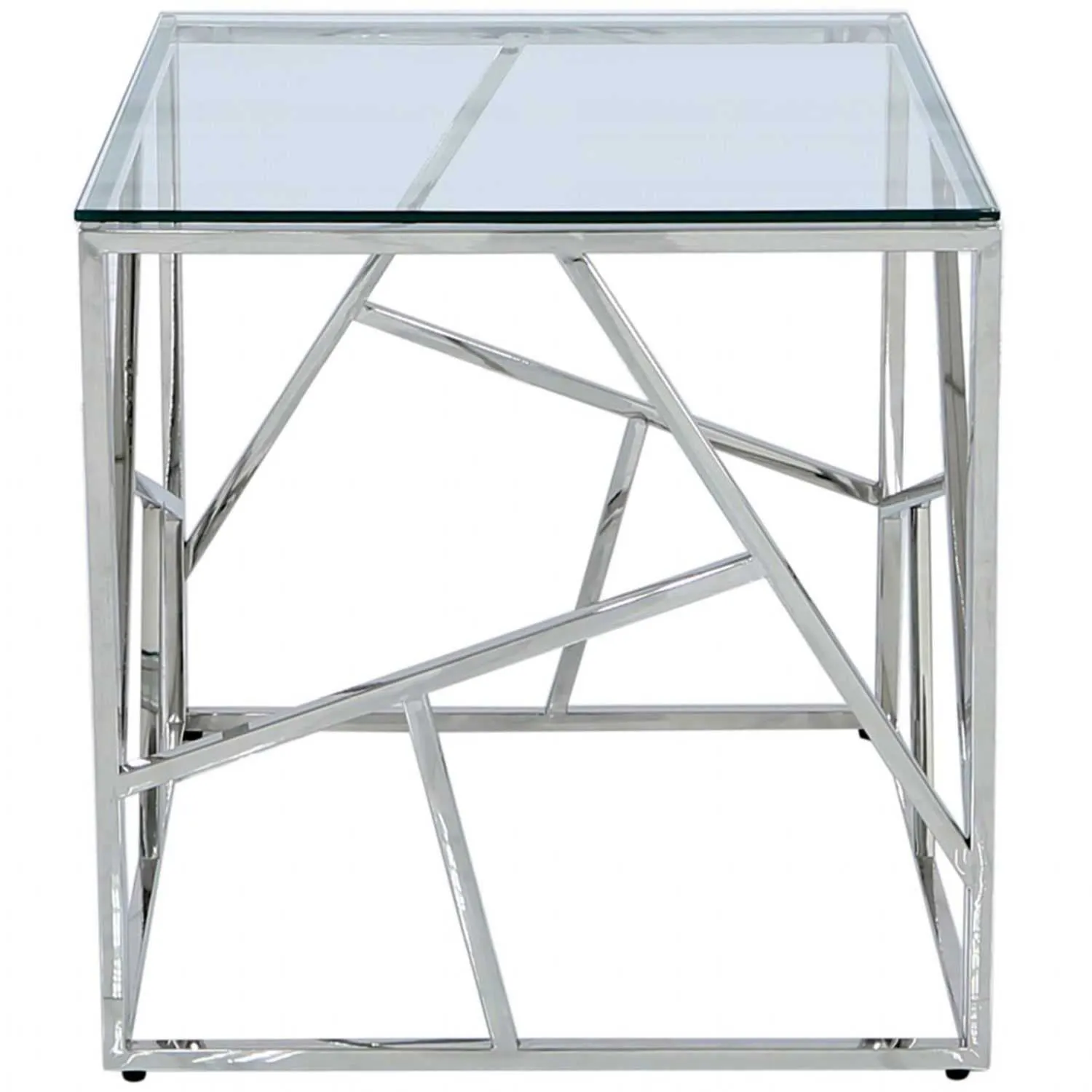 Ajax Stainless Steel End Table Glass Top