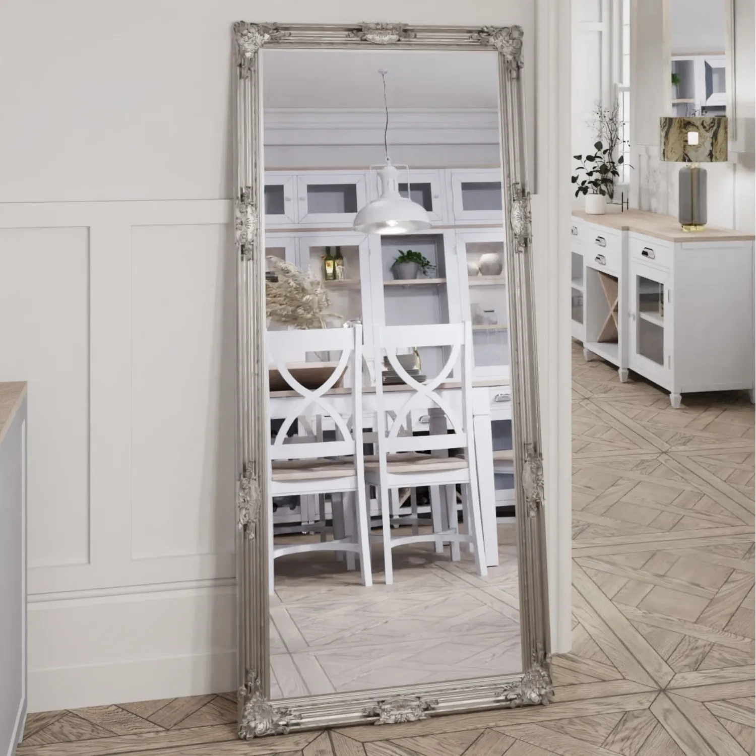 Silver Wooden Mirror