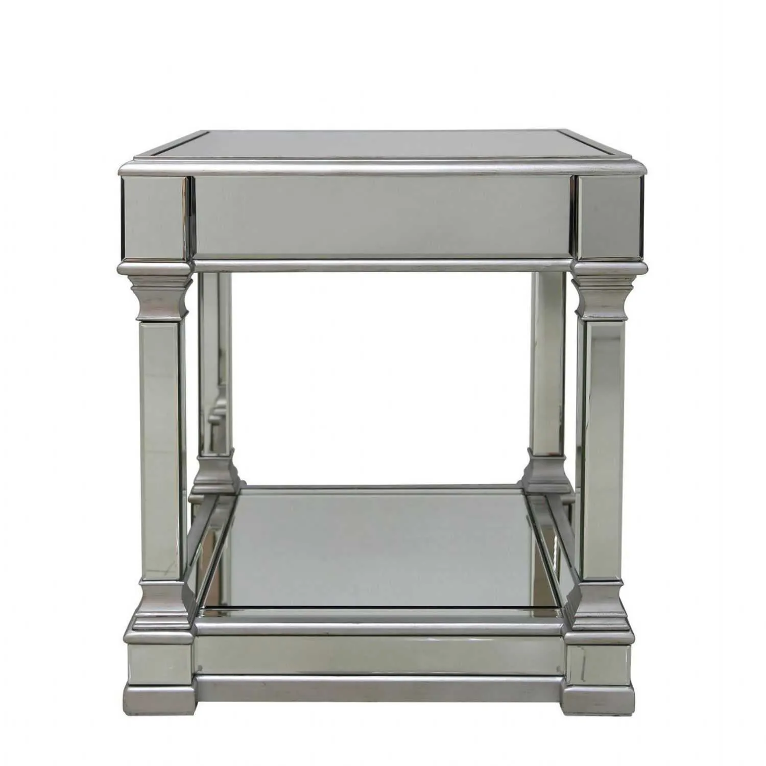 Pollo Mirrored End Table Silver