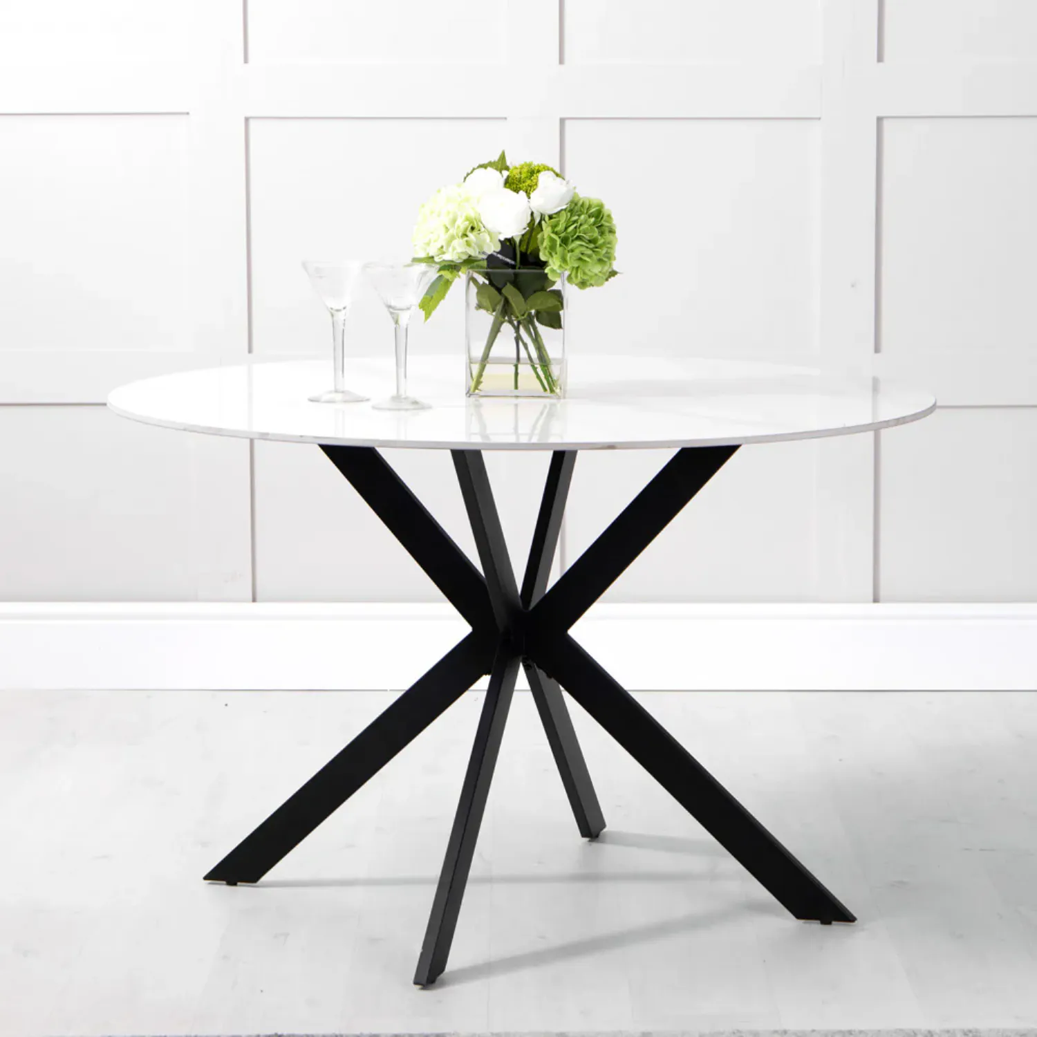 Modern Round White Stone Top Dining Table