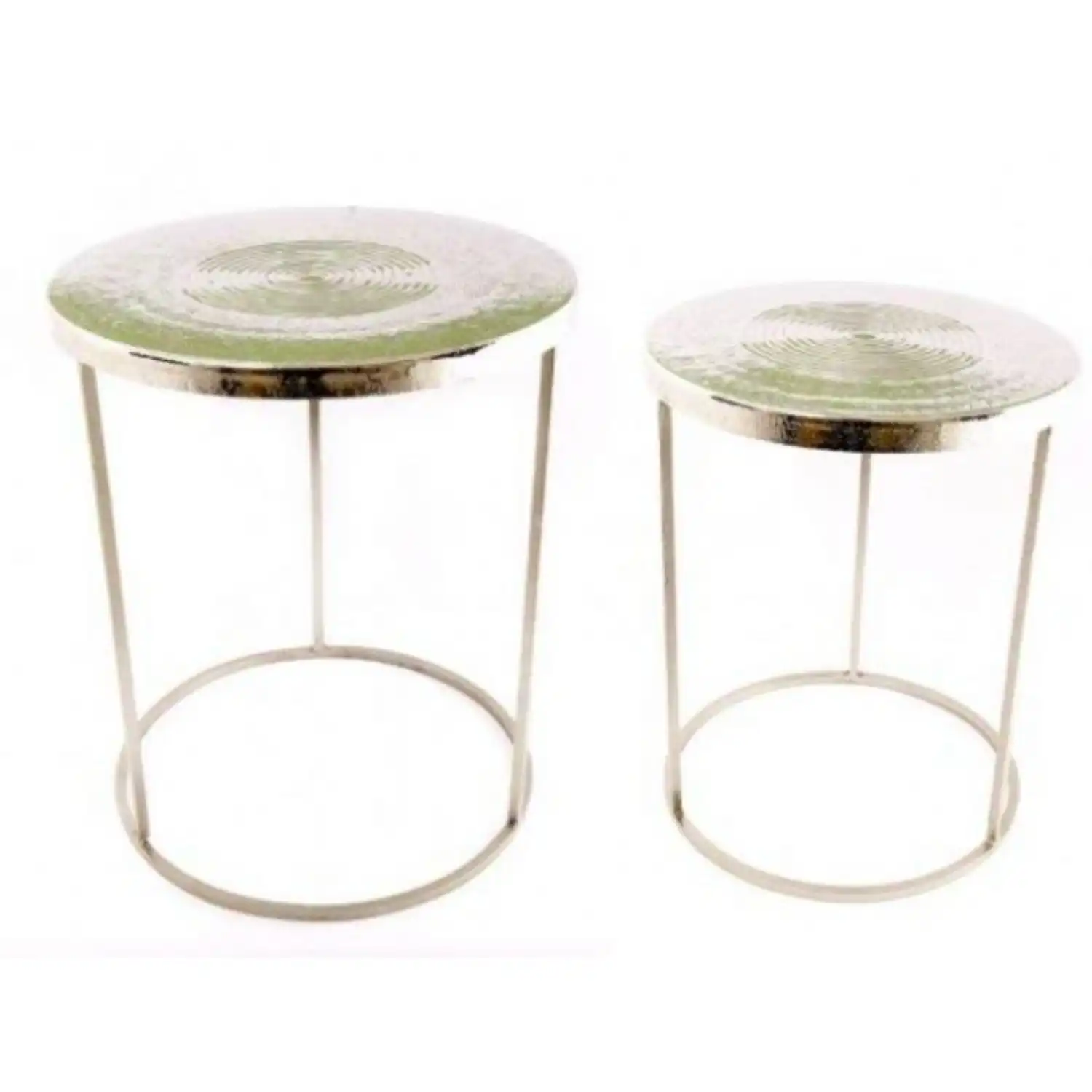 Set 2 Silver Design Round Top Tables